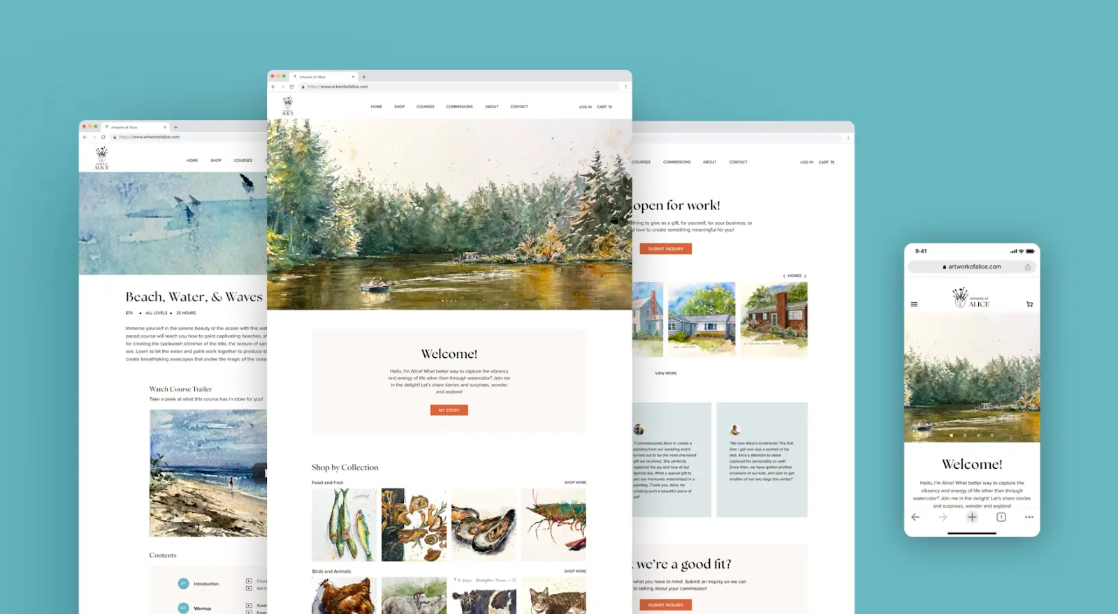 Desktop and mobile screens from a responsive UX design. 